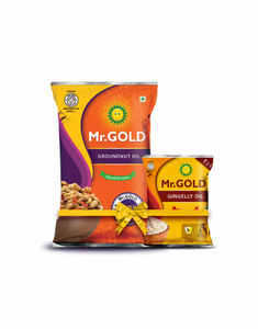 Mr.Gold Groundnut Oil Pouch, 1L + Free Mr.Gold Cold Pressed Gingelly Oil Pouch (Sesame Oil/Til Oil) worth Rs.15