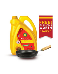 Mr.Gold Refined Sunflower Oil  Can, 5 L + Iron Fry Pan worth Rs.200 Free
