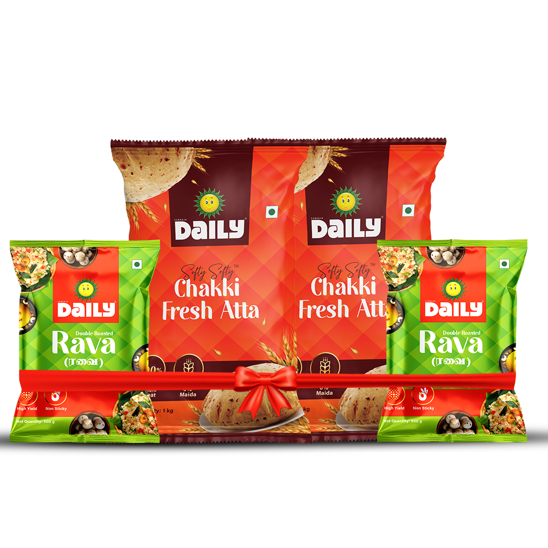 Daily Powder Pack Combo (Daily Aata(1kg*2)+ Daily rava(500g*2)) - Total -3kg