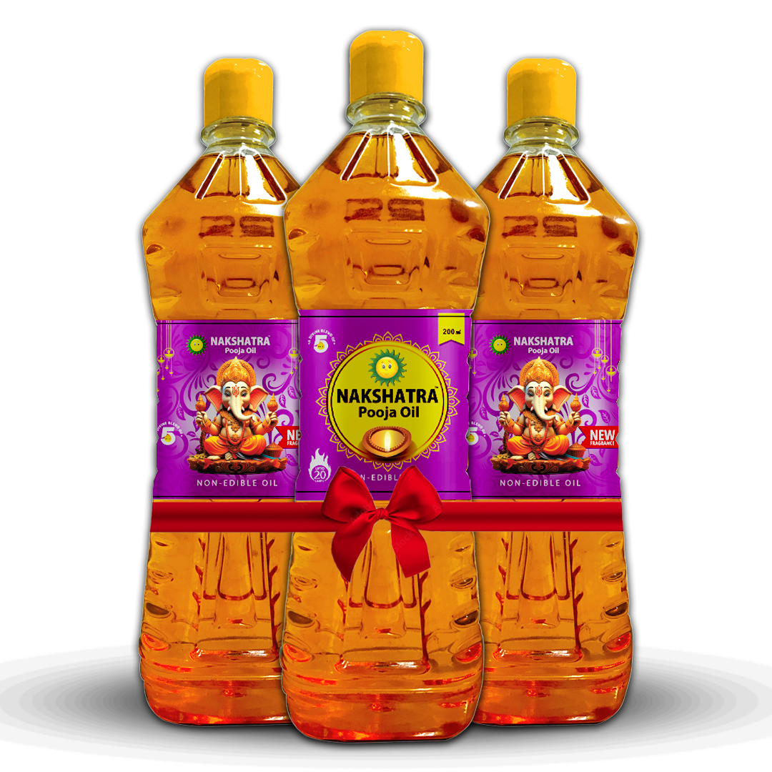 Nakshatra Pooja Oil Ganesh Fragrance 1L- Set of 3-Total 3L