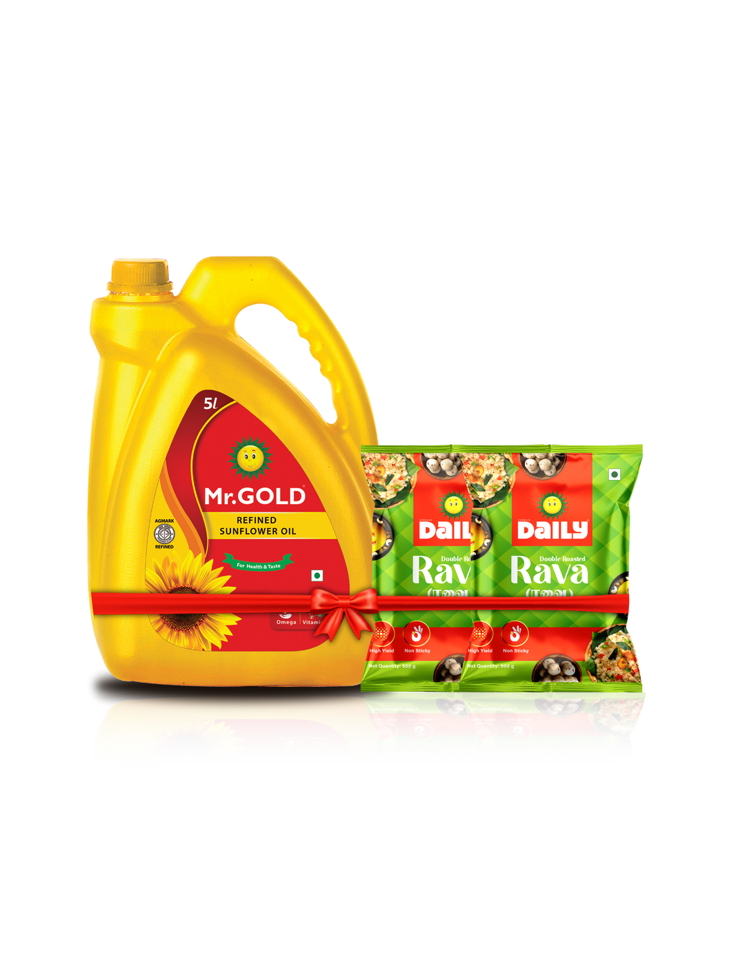 Golden Rava Delight Combo (Mr. Gold Sunflower oil 5L,  Daily Rava (500g*2))-Total-6kg