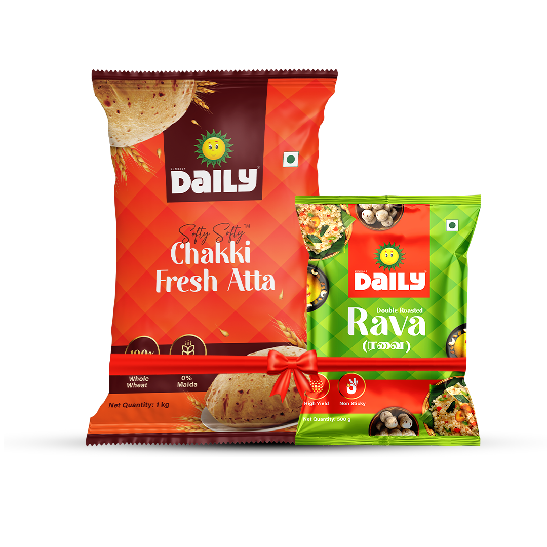 Daily Essentials Duo(Daily Aata(1kg)+ Daily rava(500g))-Total-1.5kg