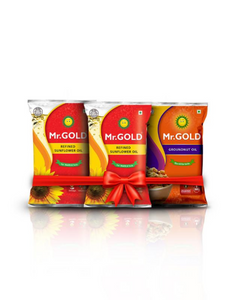 Mr. Gold Basic Family Combo (Refined Sunflower Oil 2L, Filtered Groundnut Oil 1L) - Total 3L