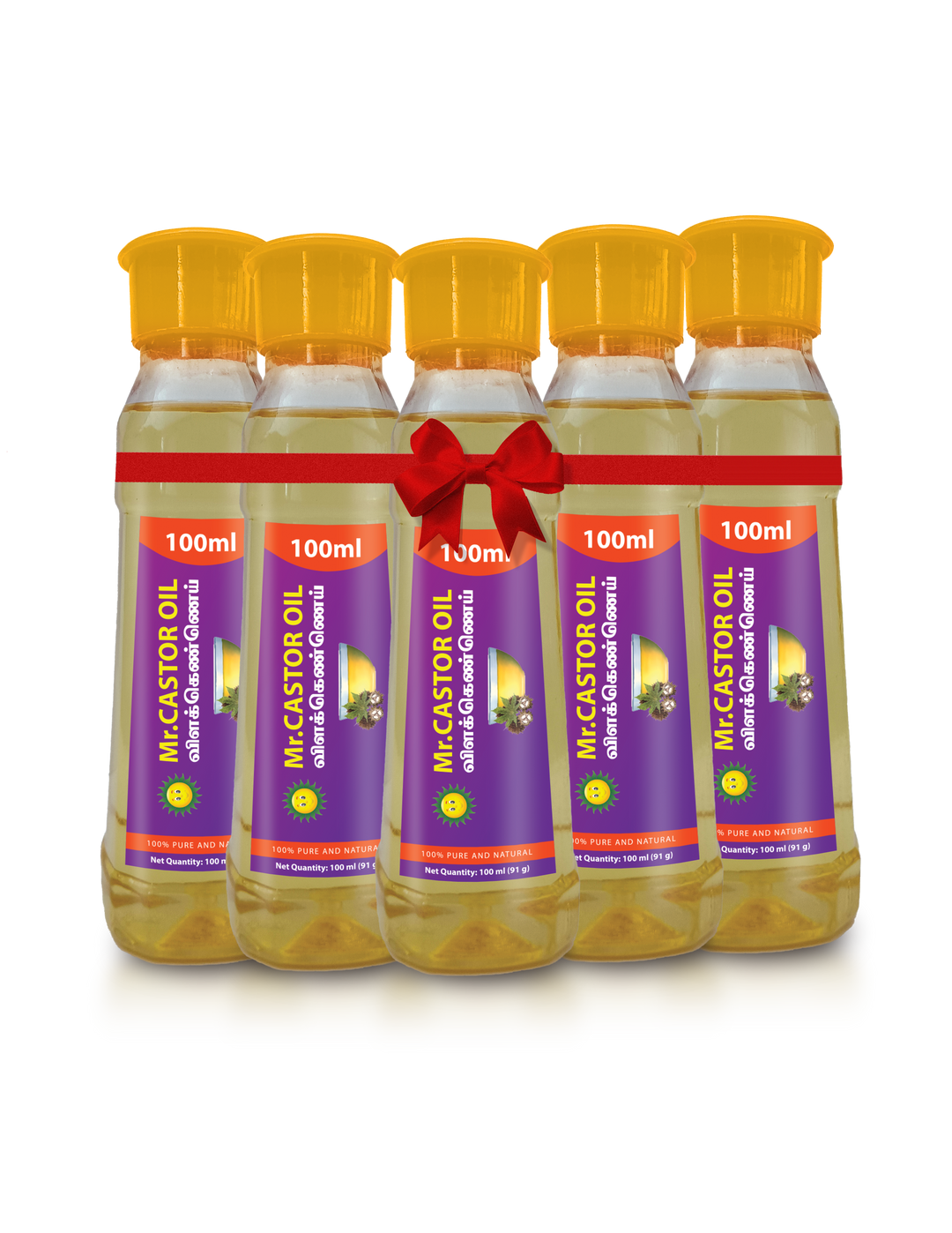 Mr. Castor oil 100ml Set of 5, Total 500ml