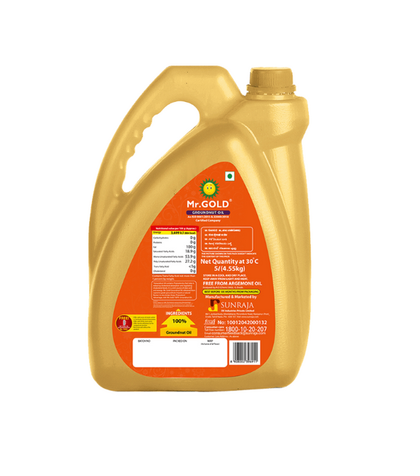 Mr.Gold Groundnut Oil Can 5L + Free Steel Jug Worth Rs.300