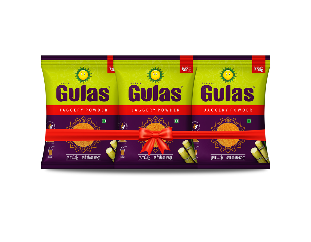 Gulas Jaggery Powder Pouch Combo Set of 3, 500 G - Total 1.5KG