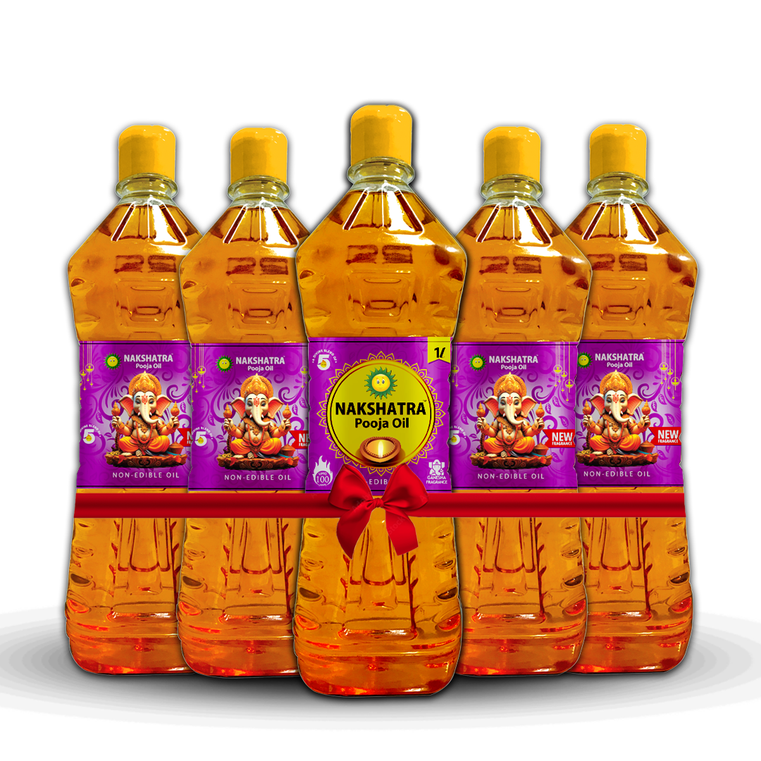 Nakshatra Pooja Oil Ganesh Fragrance 1L- Set of 5-Total 5L