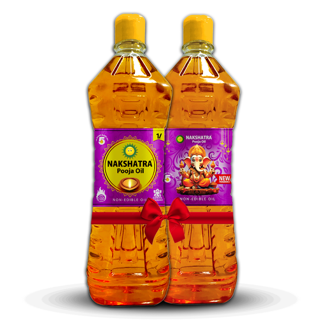 Nakshatra Pooja Oil Ganesh Fragrance 1L- Set of 2-Total 2L