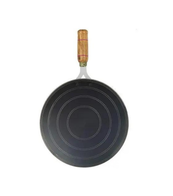 Mr.Gold Iron Dosa Tawa/Tava for Dosa/Roti/Chappati/Naan with Strong Wooden Handle 11 Inch,100% Iron and traditionally made, Long lasting.