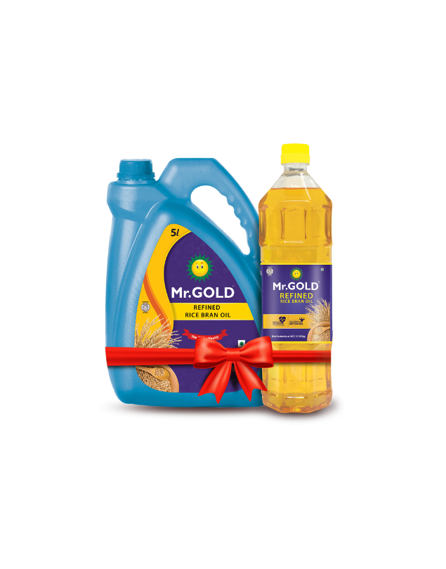 Mr.Gold Refined Ricebran Oil 5L Can + 1L Pet Combo - Total 6L