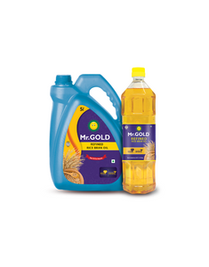 Mr.Gold Refined Ricebran Oil 5L Can + 1L Pet Combo - Total 6L