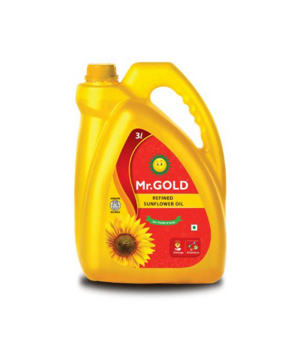 Golden Grain Combo (Mr. Gold Sunflower oil 3L + Sunraja Daily Chakki fresh Atta 1kg*2) - Total 5 kg