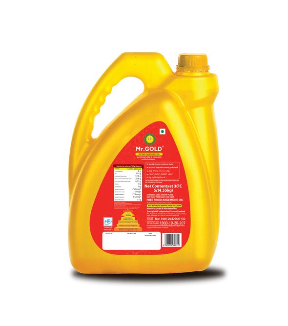 Mr.Gold Diwali Offer Refined Sunflower Oil 5L Can + 2 Free Gulas Jaggary Powder,500G