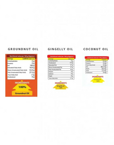 Mr. Gold Tasty Combo (Groundnut Oil 5L, Cold Pressed Gingelly Oil 1L, Coconut Oil 500ml) - Total 6.5L
