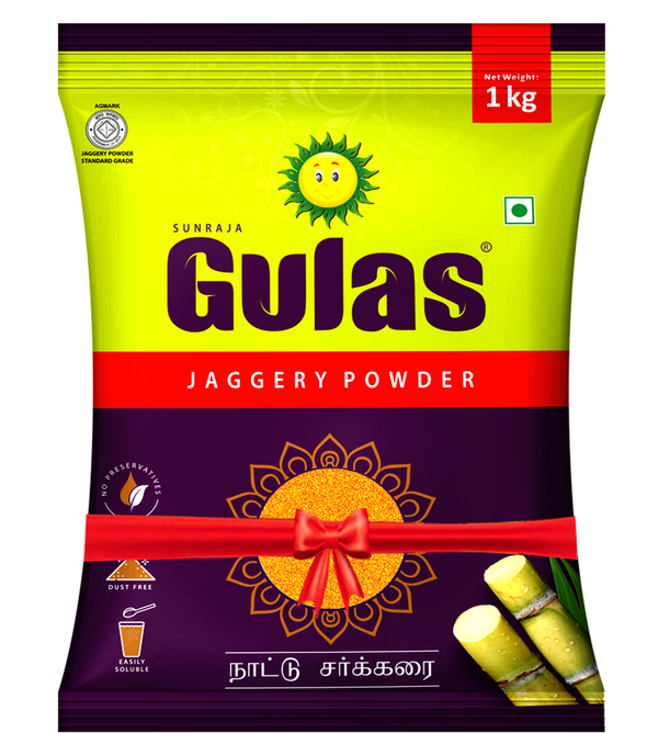 Gulas Jaggery Powder Pouch 1KG, Set of 5 – Total 5 KG